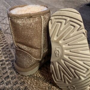 UGG Gold Glitter Boots Short Ankle Plush